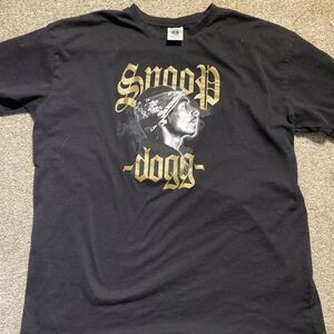 Snoop Dogg Graphic T-Shirt Mens 2XL Black Gold Hip Hop Rap Tee Cross Colours